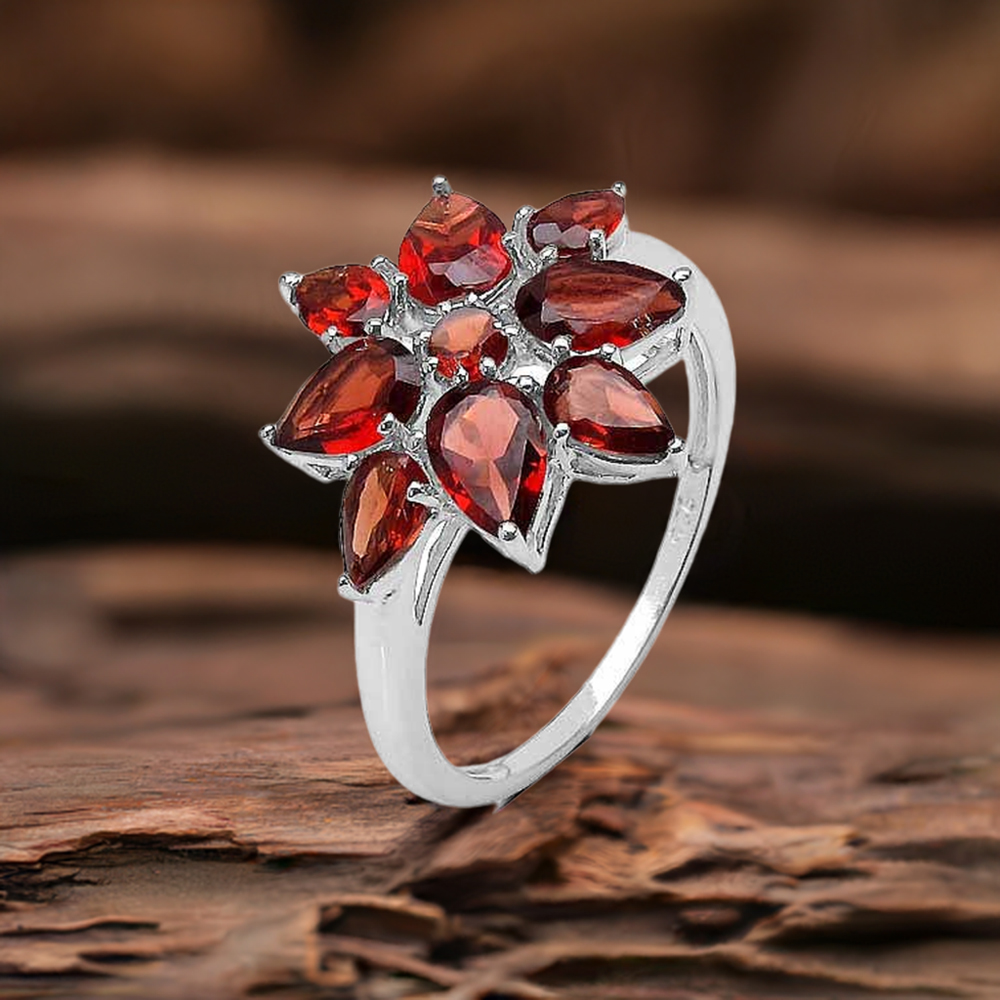 Semi Precious Garnet Gemstone Rings In Fine 925 Sterling Silver 925SR3363
