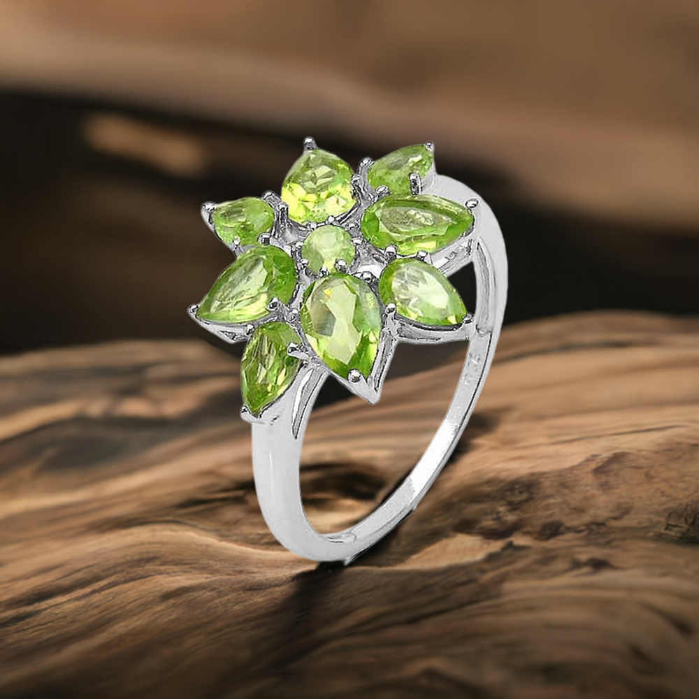 Genuine Peridot Gemstone Rings In Fine 925 Sterling Silver 925SR3364