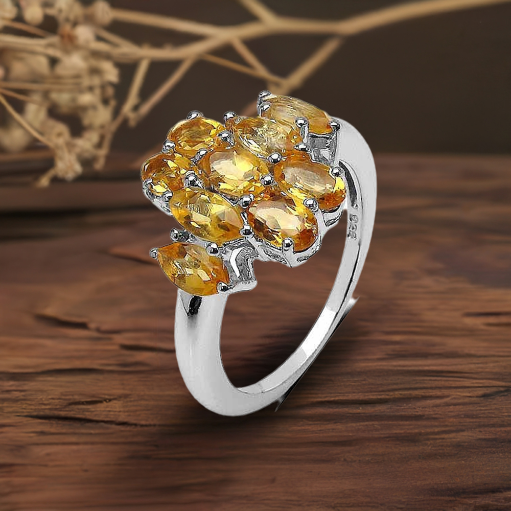 925 Sterling Silver Rings In Natural Citrine Gemstone 925SR3365
