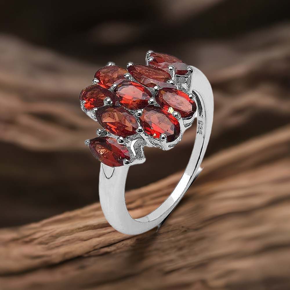 925 Sterling Silver Rings In Semi Precious Garnet Gemstone 925SR3366