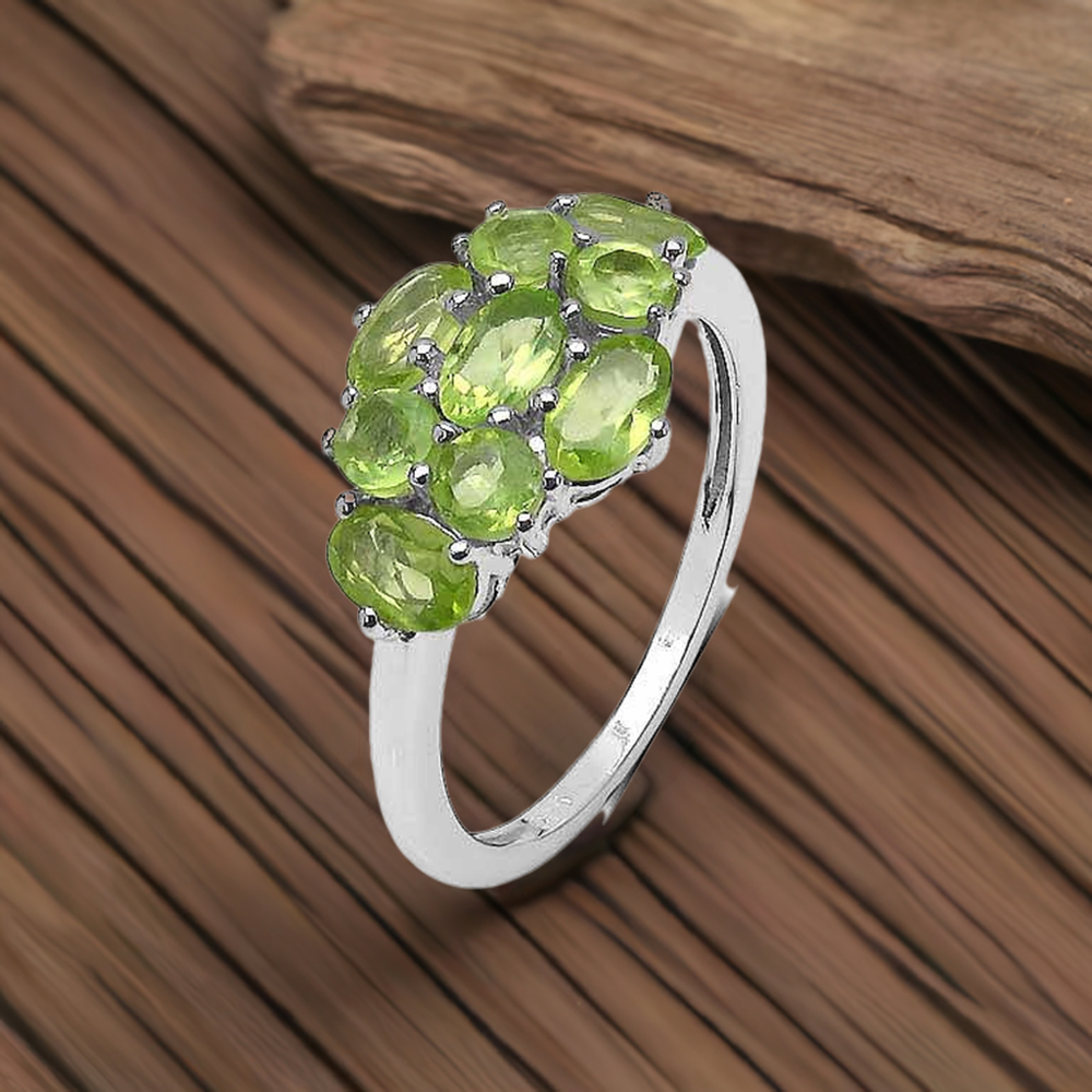 925 Sterling Silver Rings In Semi Precious Peridot Gemstone 925SR3369