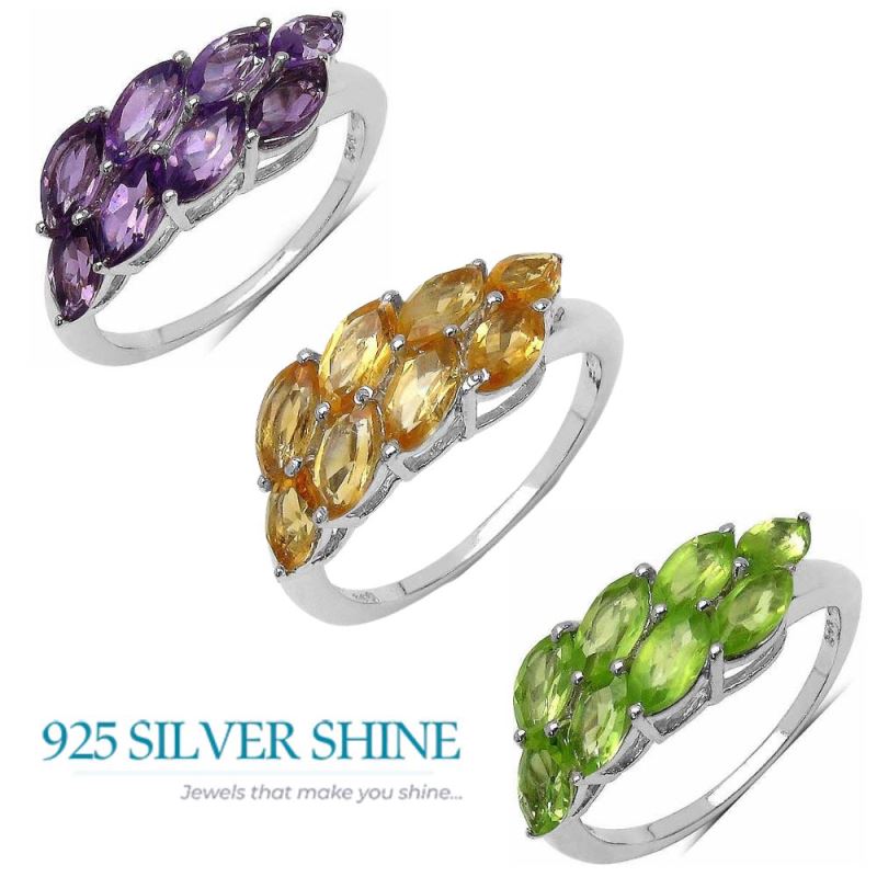 925 Sterling Silver Rings In Genuine Citrine Gemstone 925SR3370_3