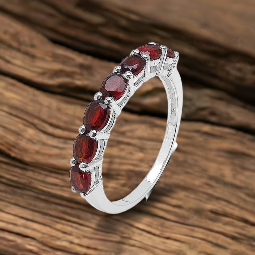 925 Sterling Silver Rings In Genuine Garnet Gemstone 925SR3373