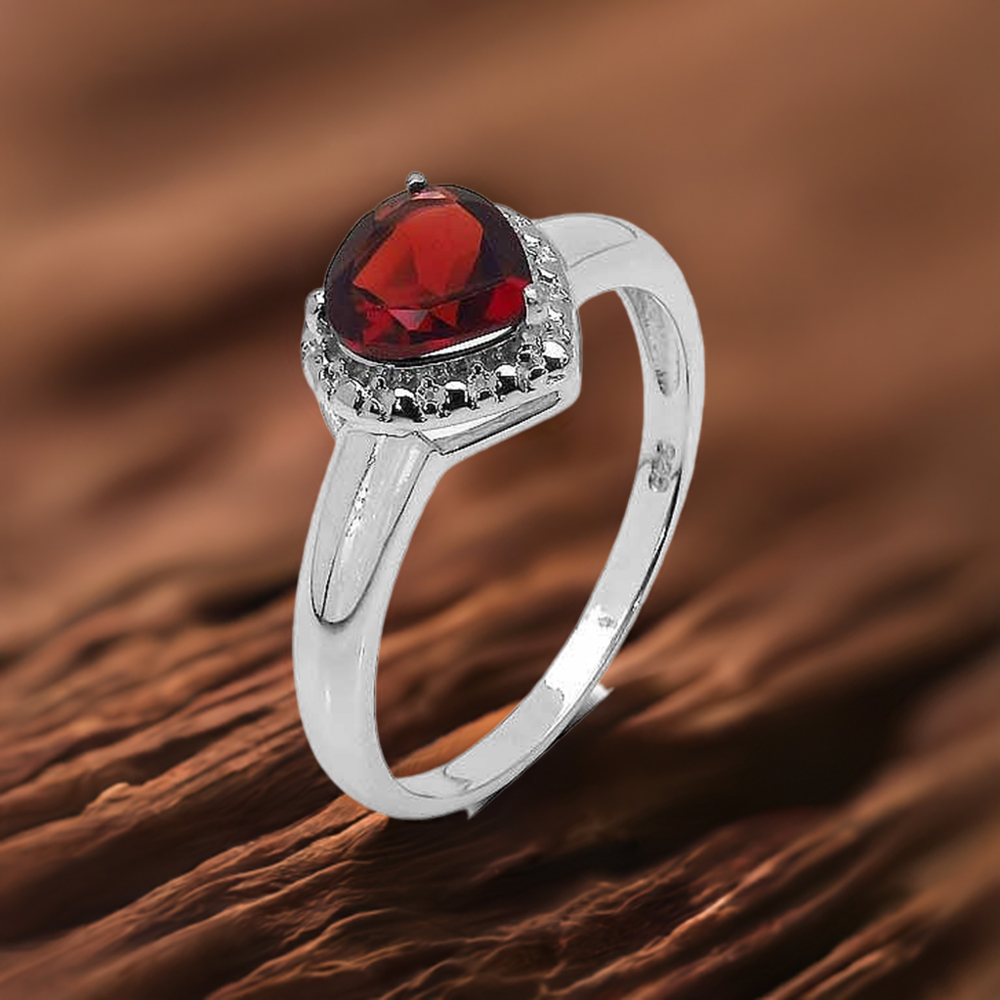 Red Garnet Stone Sterling Silver Rings Jewelry 925SR3376