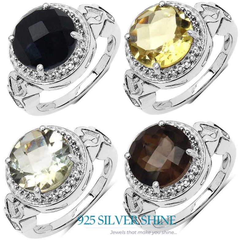 Green Amethyst Sterling Silver Rings 925SR3377_3