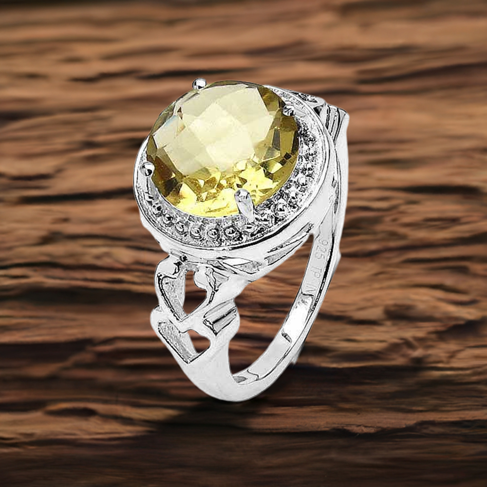 925 Sterling Silver Rings In Semi Precious Lemon Topaz Gemstone 925SR3378