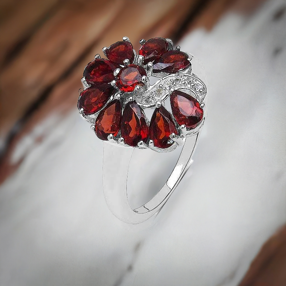 Natural Garnet Gemstone Rings In 925 Sterling Silver Jewelry 925SR3380
