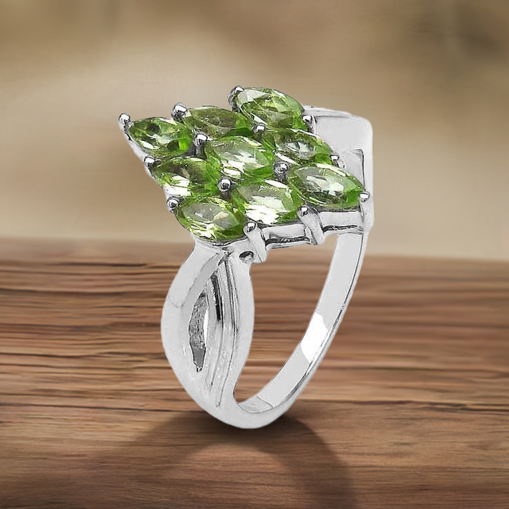 Semi Precious Peridot Gemstone Rings In 925 Sterling Silver Jewelry 925SR3381