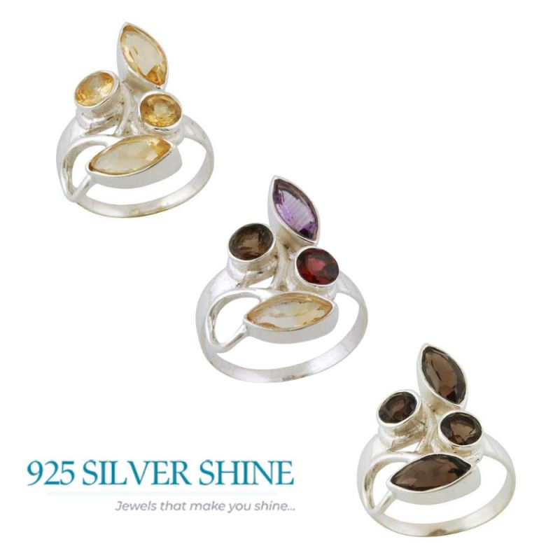 Genuine Multi Gemstone Rings In 925 Sterling Silver Jewelry 925SR3385_2