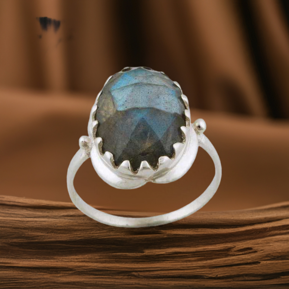 Natural Labradorite Gemstone Rings In 925 Sterling Silver Jewelry 925SR3389