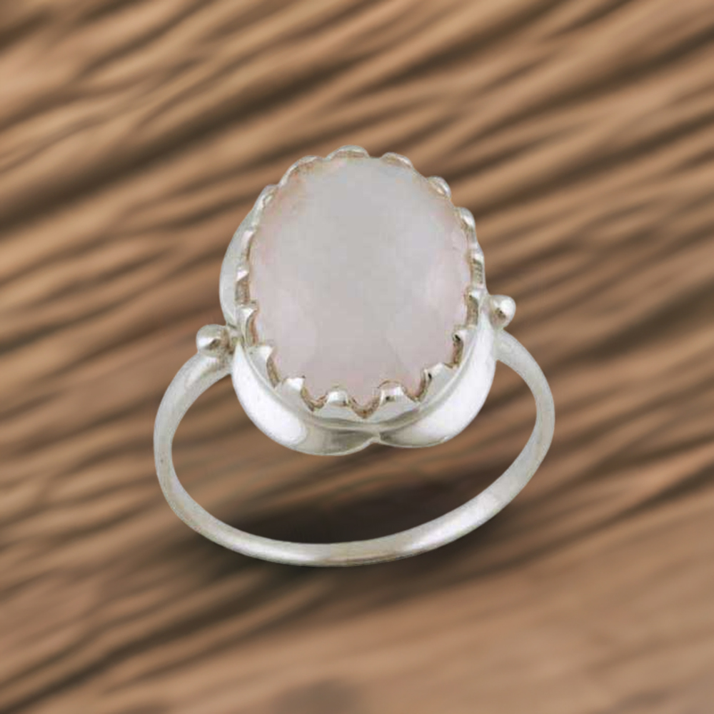 Genuine Rose Quartz Gemstone Rings In 925 Sterling Silver Jewelry 925SR3391