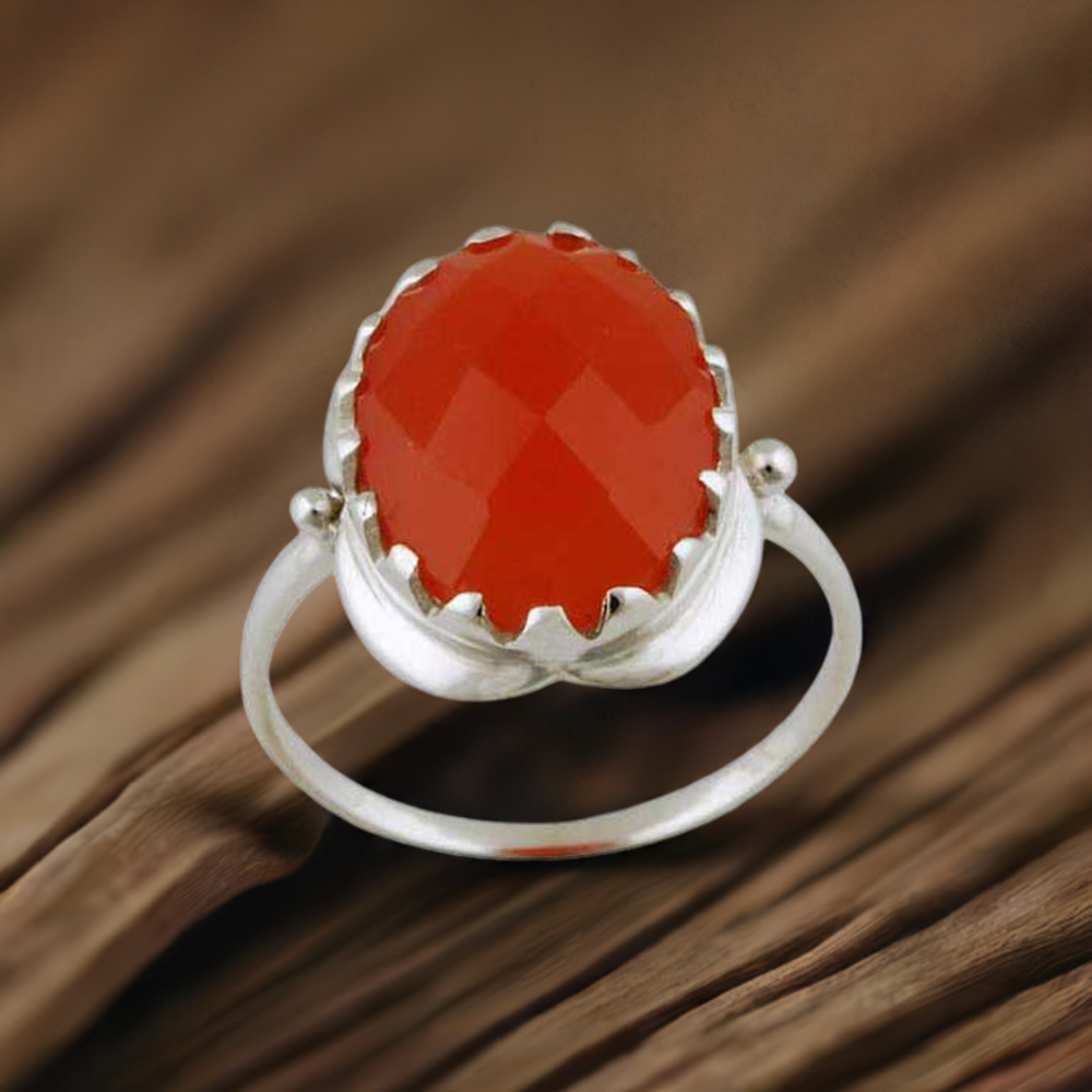 925 Sterling Silver Rings In Carnelian Gemstone Jewelry 925SR3392
