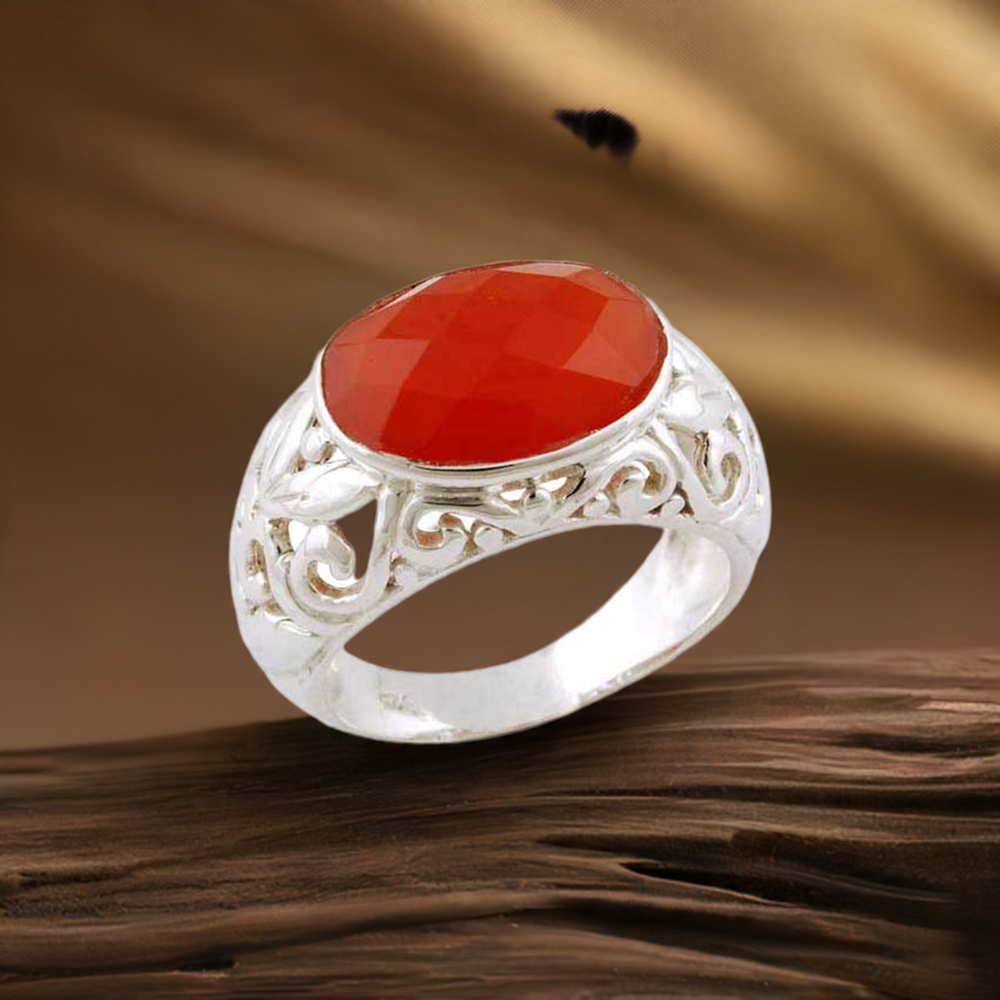 925 Sterling Silver Rings In Carnelian Gemstone Jewelry 925SR3401