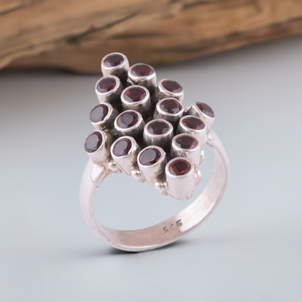 925 Sterling Silver Rings In Garnet Gemstone Jewelry 925SR3404