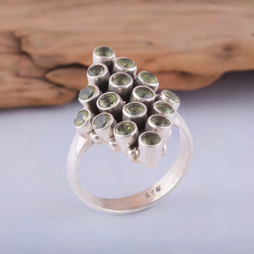 925 Sterling Silver Rings In Peridot Gemstone Jewelry 925SR3405