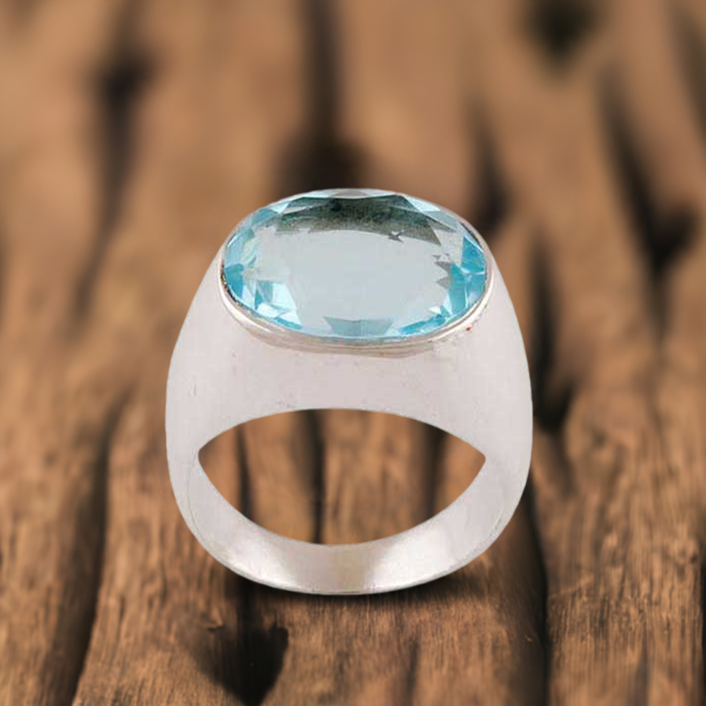 925 Sterling Silver Rings In Blue Topaz Gemstone Jewelry 925SR3413
