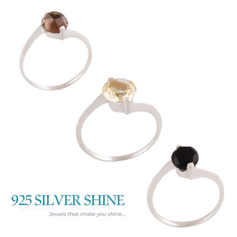 925 Sterling Silver Handmade Rings In Smoky Quartz Gemstone Jewelry 925SR3417_2