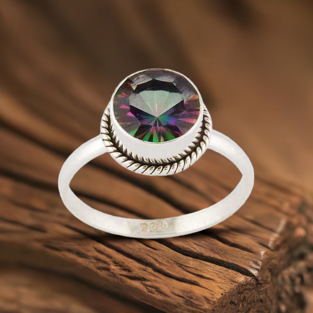 925 Sterling Silver Handmade Rings In Mystic Topaz Gemstone Jewelry 925SR3419