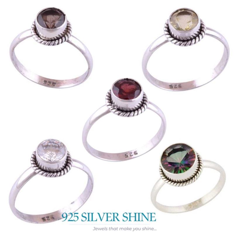 925 Sterling Silver Handmade Rings In Smoky Quartz Gemstone Jewelry 925SR3422_1
