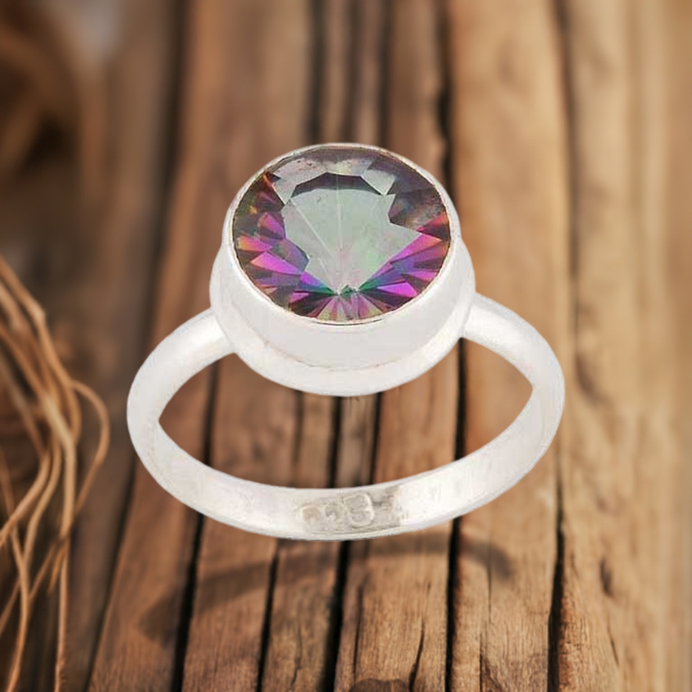 925 Sterling Silver Handmade Rings In Mystic Topaz Gemstone Jewelry 925SR3424