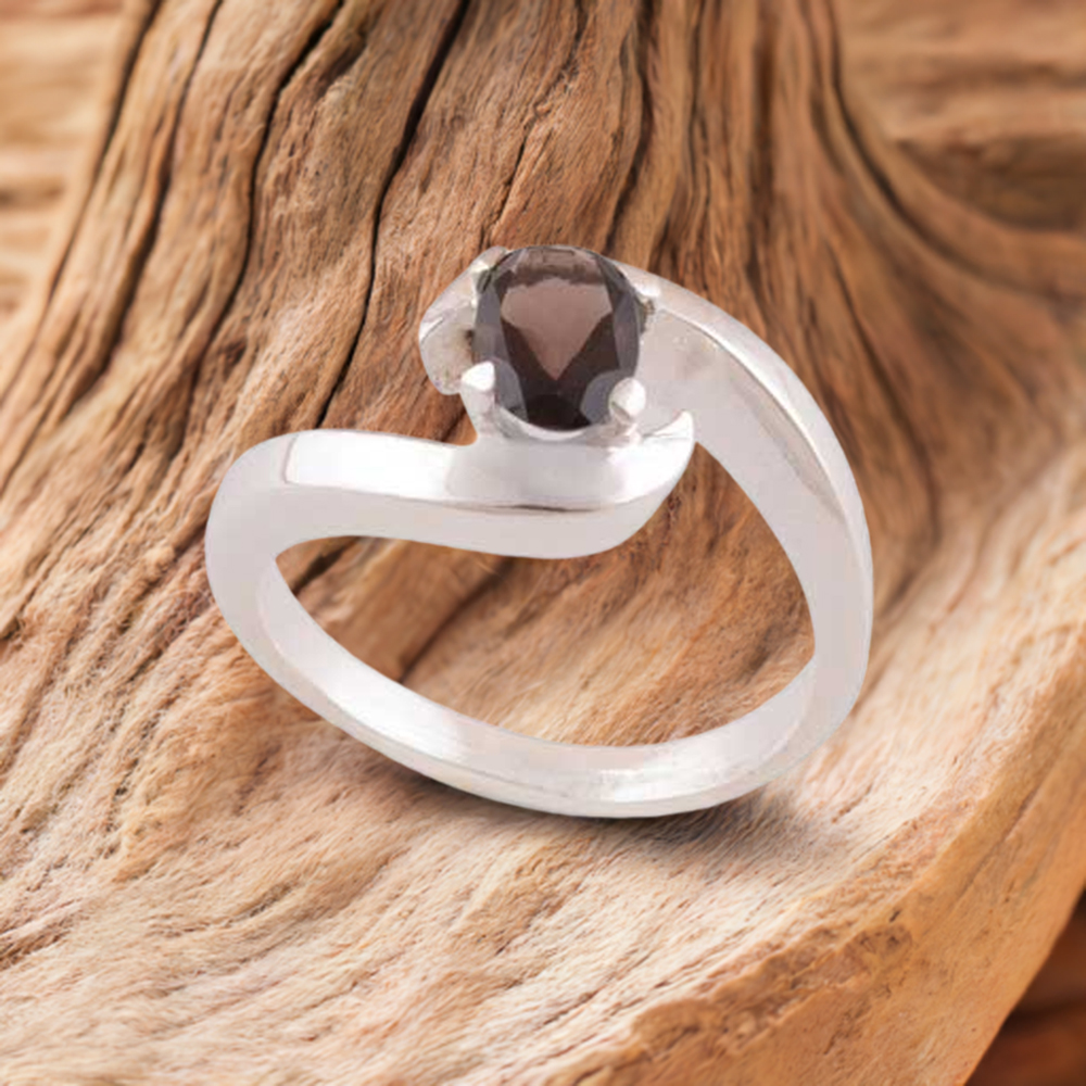 925 Sterling Silver Handmade Rings In Smoky Quartz Gemstone Jewelry 925SR3425