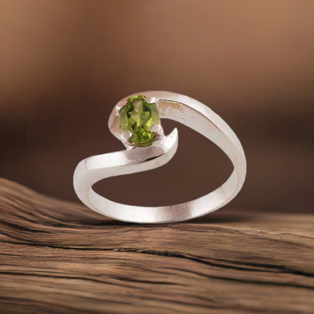 Peridot Gemstone Sterling Silver Rings For Women's 925SR3427
