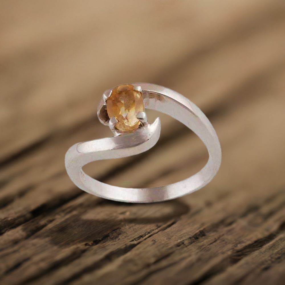Citrine November Birthstone Silver Rings 925SR3428