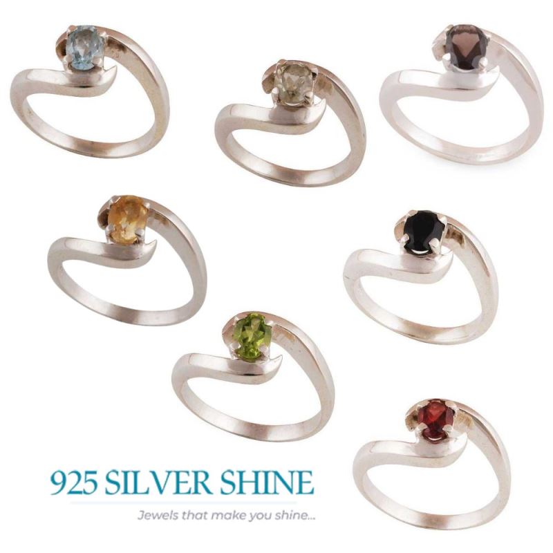 Citrine November Birthstone Silver Rings 925SR3428_2