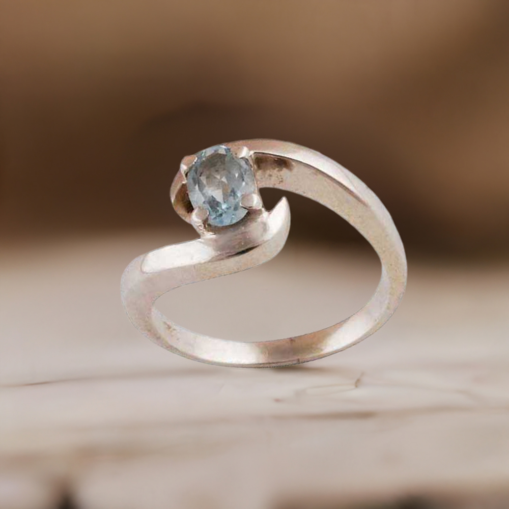 Solid 925 Silver Rings In Semi Precious Blue Topaz Gemstone 925SR3430