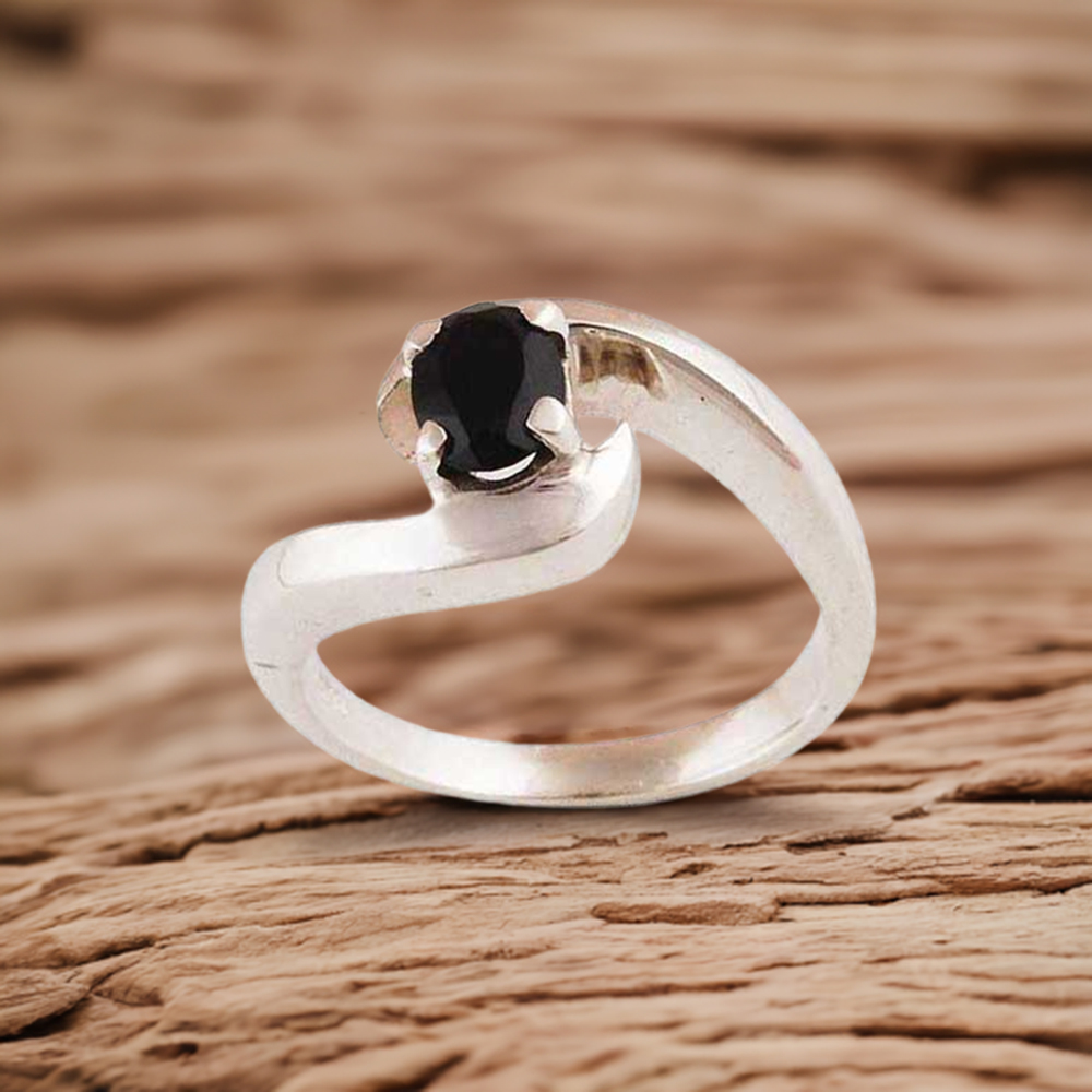 Solid 925 Silver Rings In Genuine Black Onyx Gemstone 925SR3431