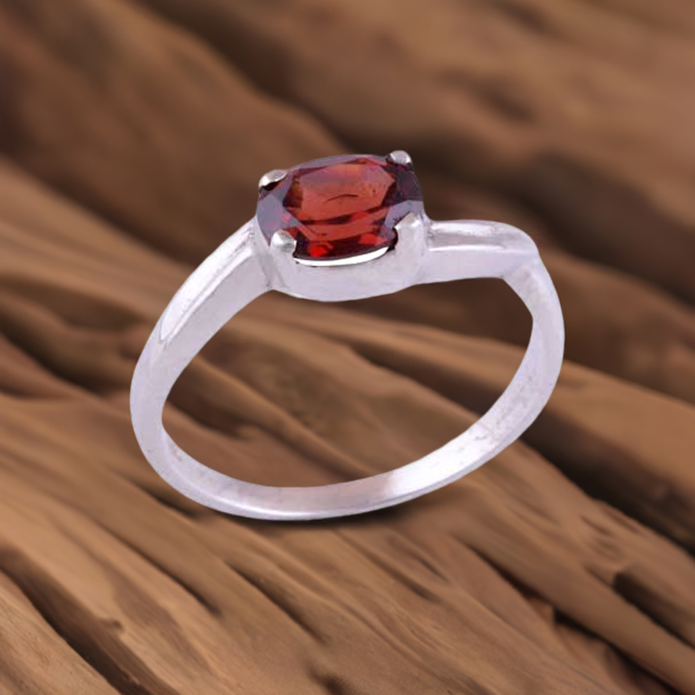Sterling Silver Garnet Gemstone Rings Jewelry 925SR3433
