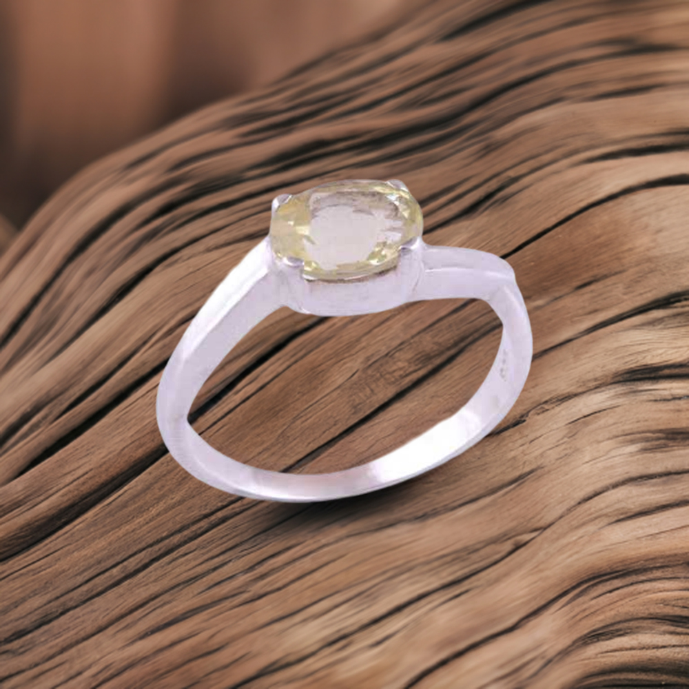 Natural Lemon Quartz Gemstone Rings In 925 Sterling Silver 925SR3435