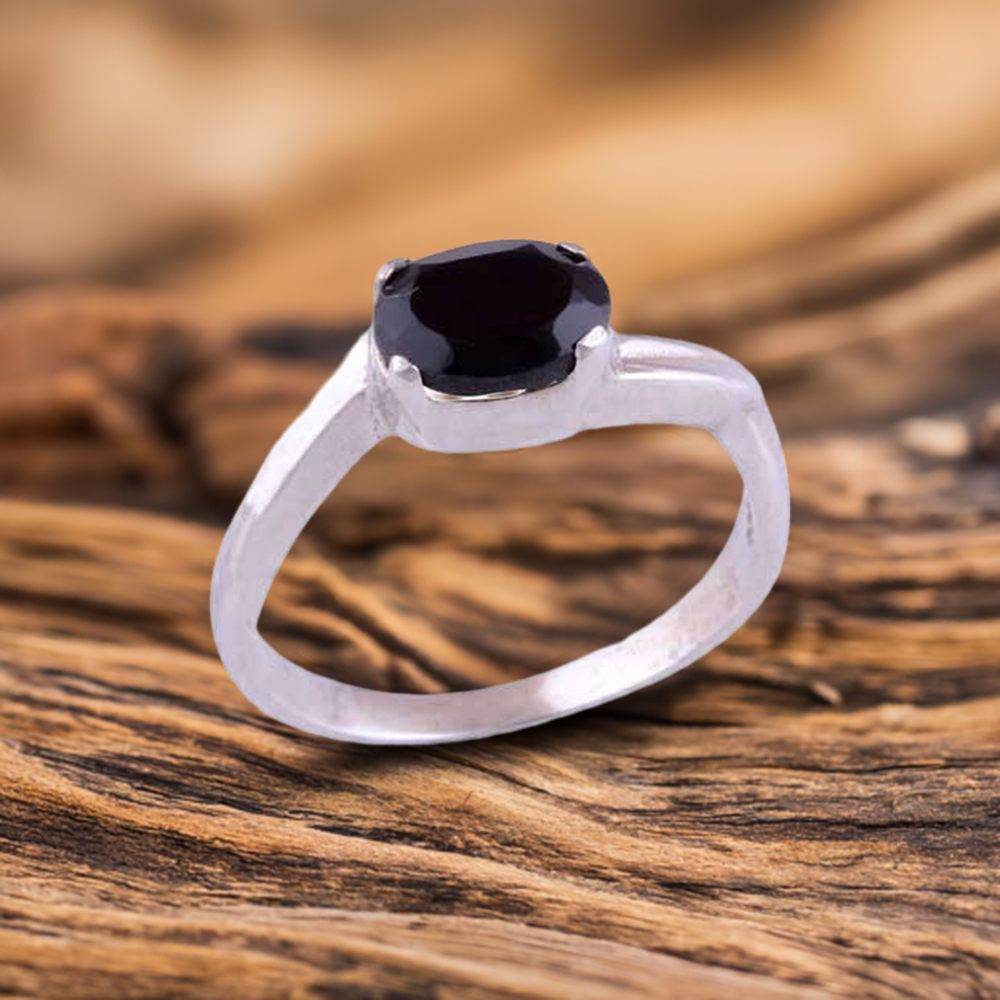 Semi Precious Black Onyx Gemstone Rings In 925 Sterling Silver 925SR3436