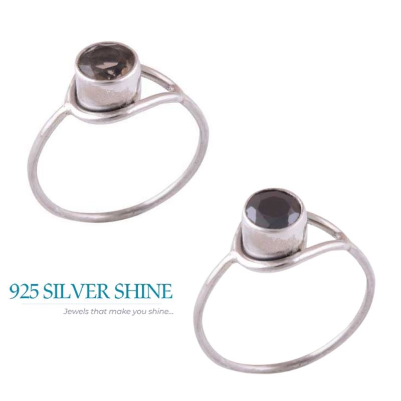 Natural Black Onyx Gemstone Rings In Solid 925 Silver 925SR3438_1