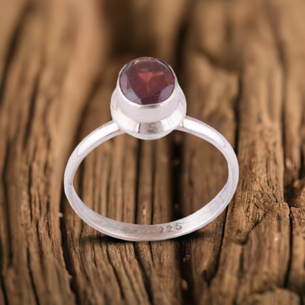 Sterling Silver Garnet Gemstone Wedding Rings 925SR3439