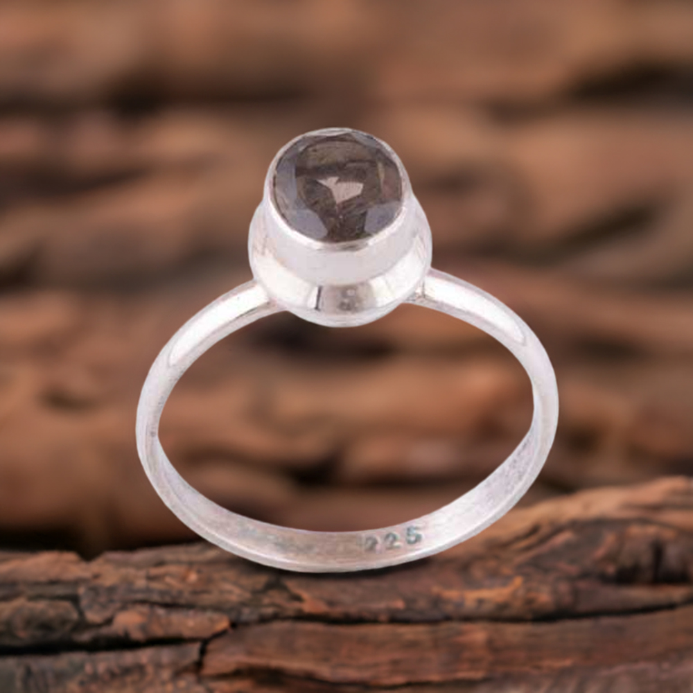 Genuine Smoky Quartz Gemstone Rings In Solid 925 Silver 925SR3440