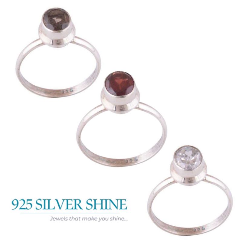 Genuine Smoky Quartz Gemstone Rings In Solid 925 Silver 925SR3440_2
