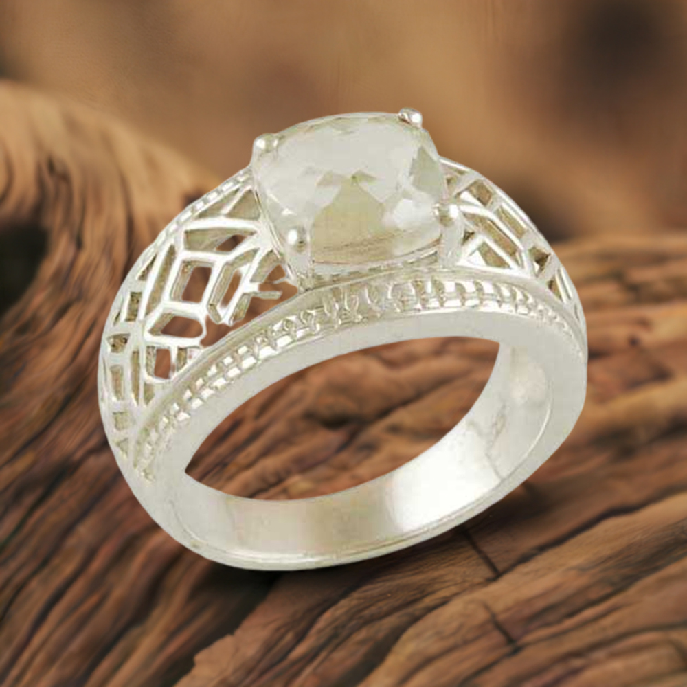 Sterling Silver Green Amethyst Gemstone Rings 925SR3444