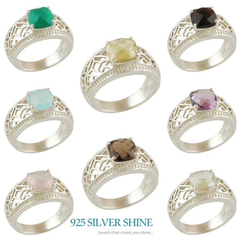 Sterling Silver Green Amethyst Gemstone Rings 925SR3444_2