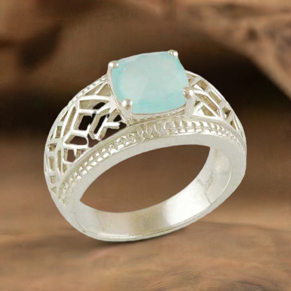 925 Sterling Silver Rings In Natural Chalcedony Gemstone 925SR3447