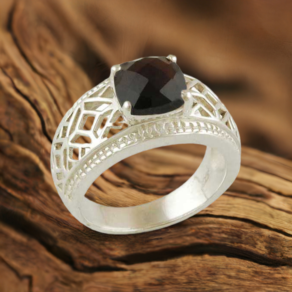 925 Sterling Silver Rings In Genuine Smoky Quartz Gemstone 925SR3449