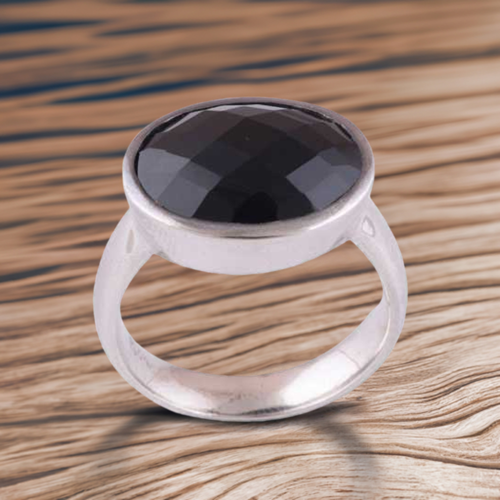 925 Sterling Silver Rings In Natural Black Onyx Gemstone 925SR3450