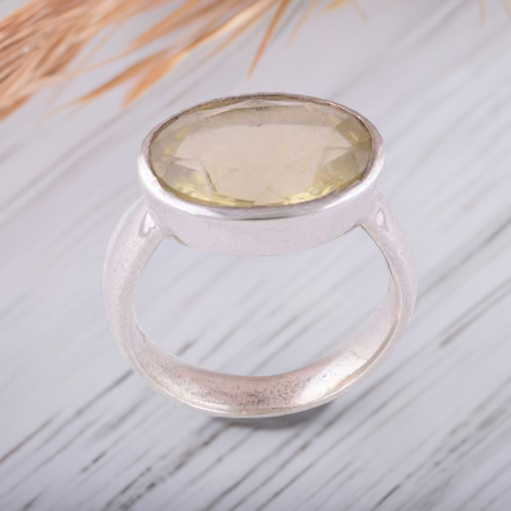 Citrine Gemstone Sterling Silver Wedding Rings 925SR3451