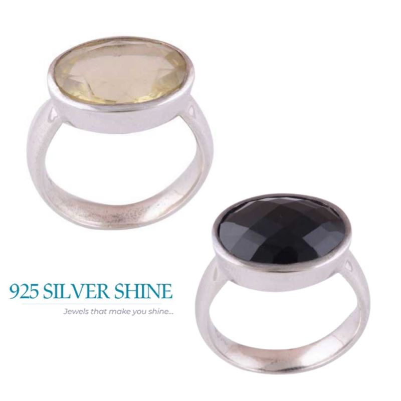 Citrine Gemstone Sterling Silver Wedding Rings 925SR3451_2