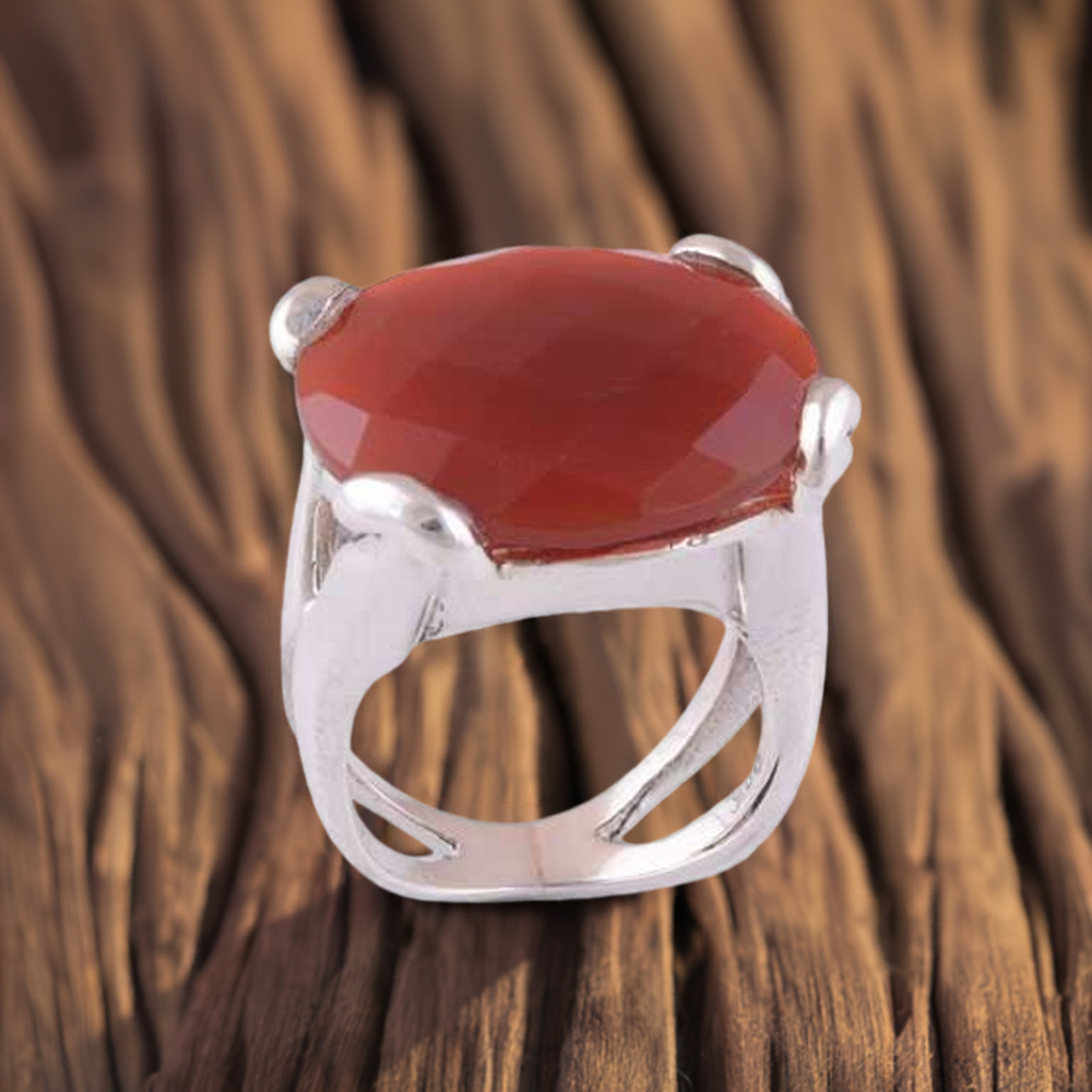 925 Sterling Silver Rings In Genuine Carnelian Gemstone 925SR3452