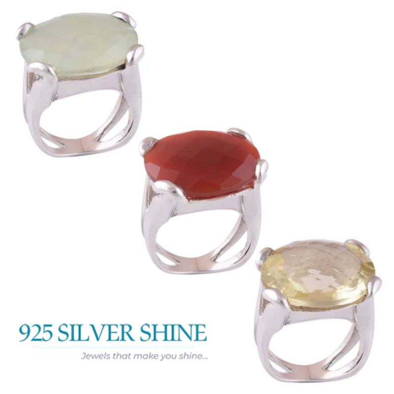 925 Sterling Silver Rings In Natural Chalcedony Gemstone 925SR3453_2
