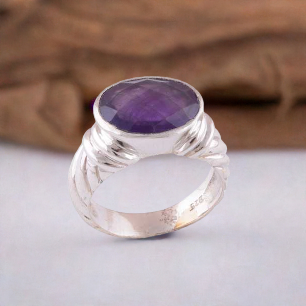 Amethyst Birthstone Silver Rings Jewelry 925SR3455
