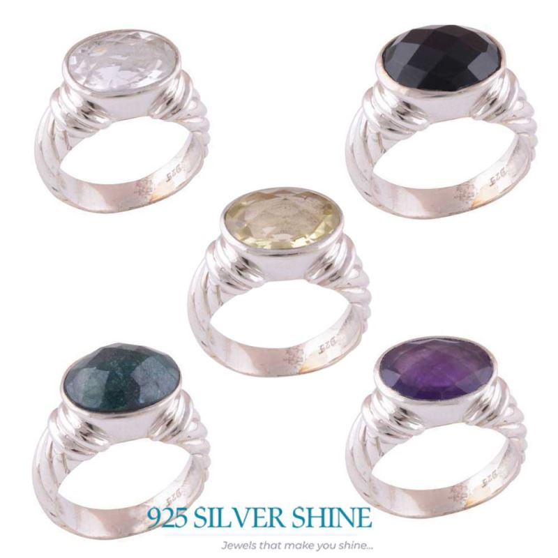 Natural Dyed Emerald Gemstone Rings In 925 Sterling Silver Jewelry 925SR3459_2