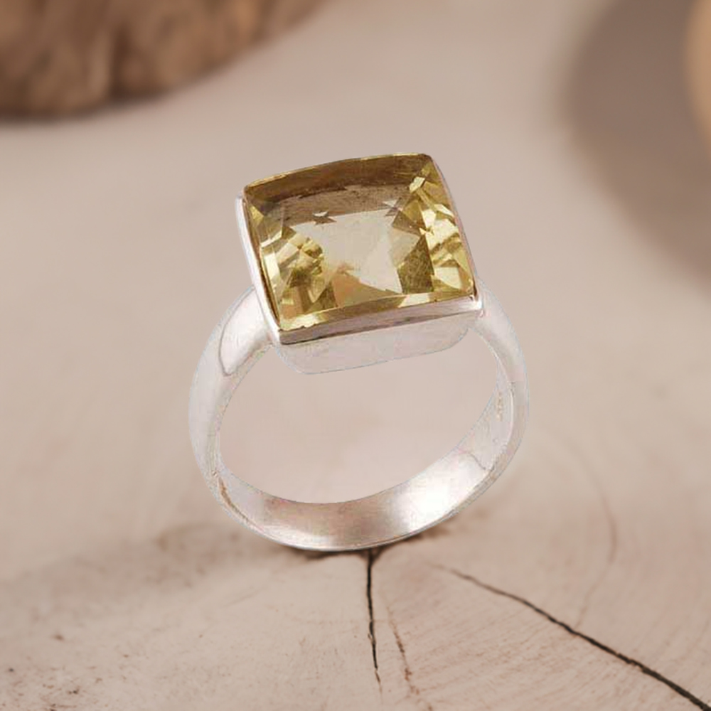 Sterling Silver Single Citrine Stone Rings 925SR3460