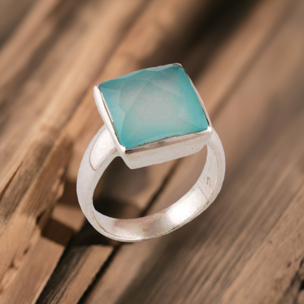 Semi Precious Chalcedony Gemstone Rings In 925 Sterling Silver Jewelry 925SR3463